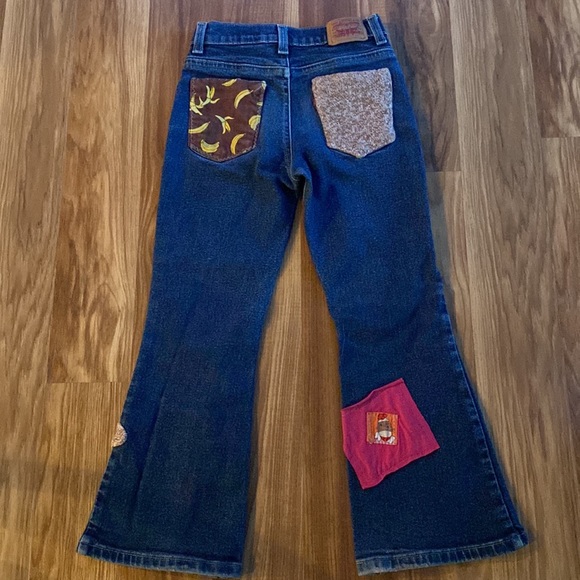 Levi’s with hand sewn monkey patches Girls Size 6 - Picture 3 of 12